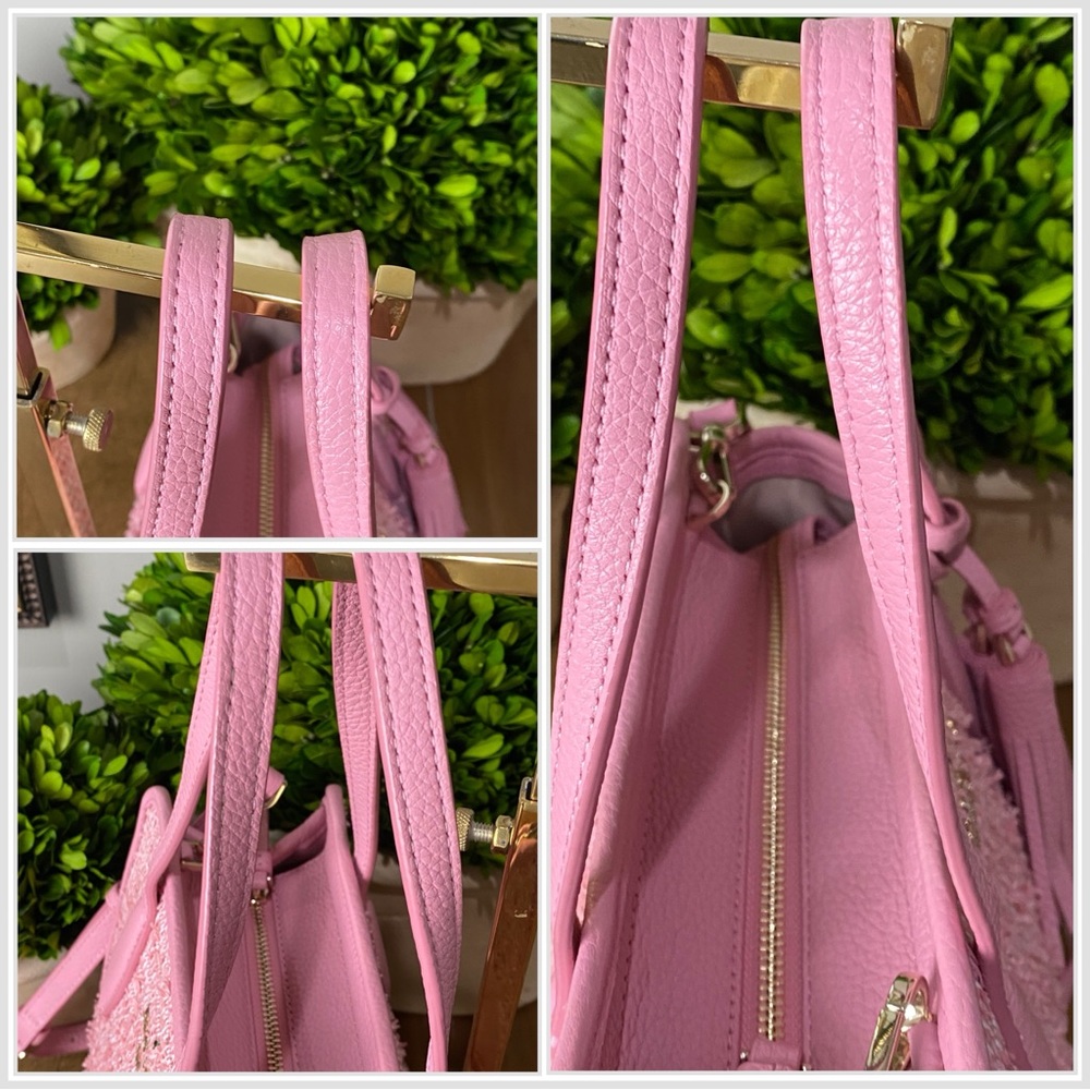 Kate Spade Pink Rowe Summer Tweed Medium Top Zip Satchel - Picture 10 of 17